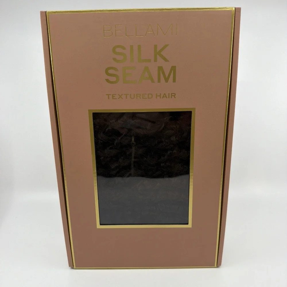 BELLAMI Silk Seam Textured Clip Ins NEW Dark Brown 3C Curl 24